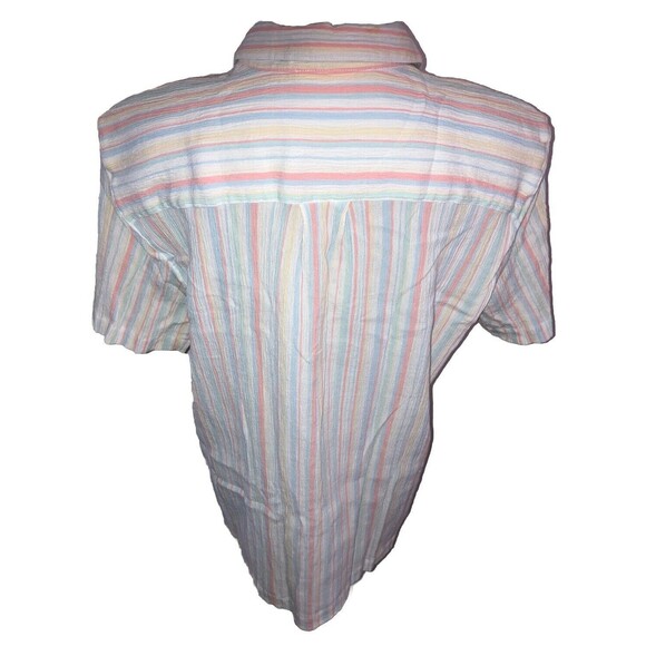 alfred dunner Top Blouse L 18 Stripes Multicolored Button Up Collared Artsy - Picture 4 of 5